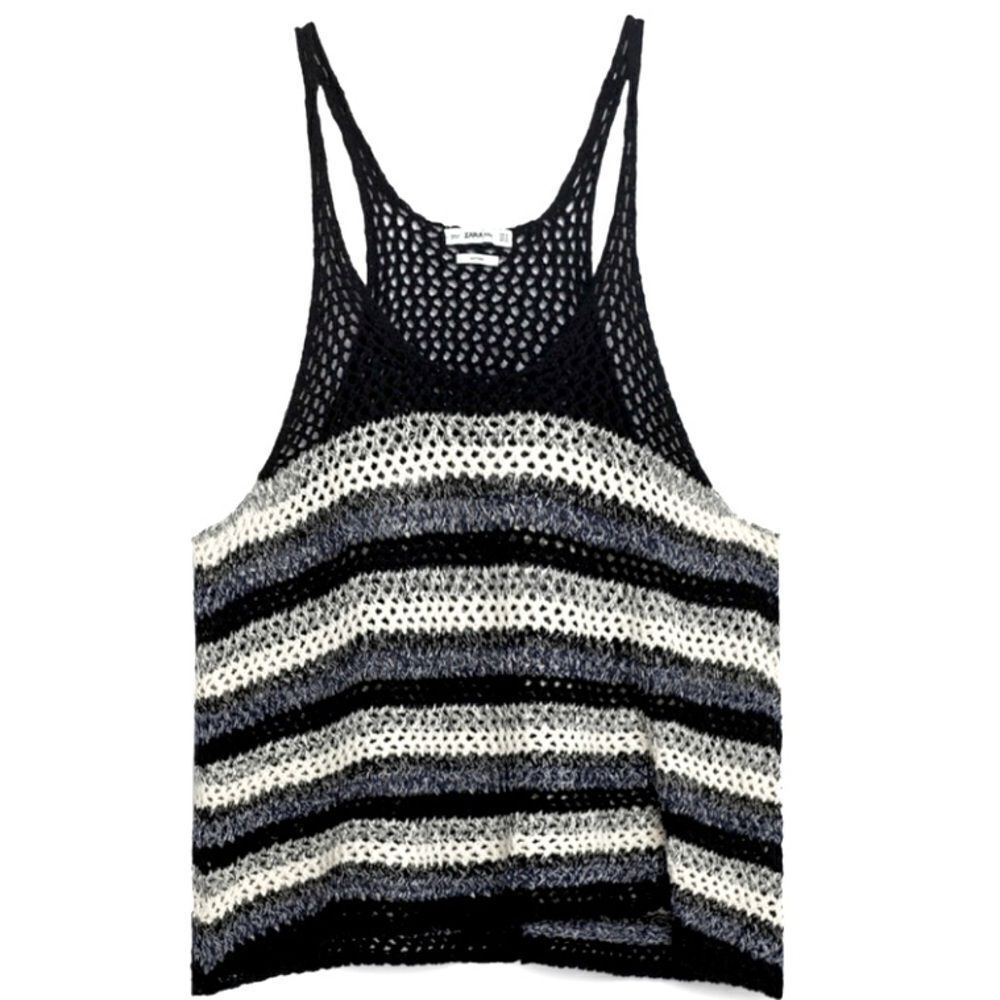 Zara Knit Oversized Racer Back Tank Top-Size M - Picture 4 of 13